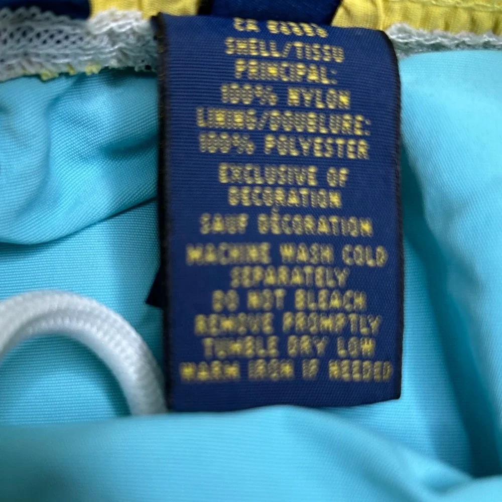 Polo Ralph Lauren Swim Trunks Mens L Blue Aqua Yellow Pony Logo Preppy *no liner